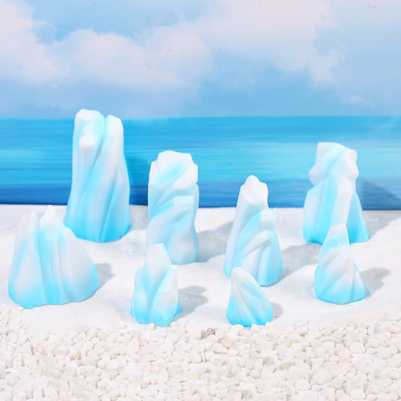 Image of UKCOCO 8-Piece Mini Resin Iceberg Aquarium Ornaments - Safe Salt & Freshwater Decor for Fish, Turtles, Reptile Tanks, Table Display