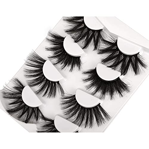 False Eyelashes 25mm Fluffy Fake Eyelashes 4 Styles Mixed Dramatic Eye Lashes Pack High Volume Thick Soft Eyelashes Pack
