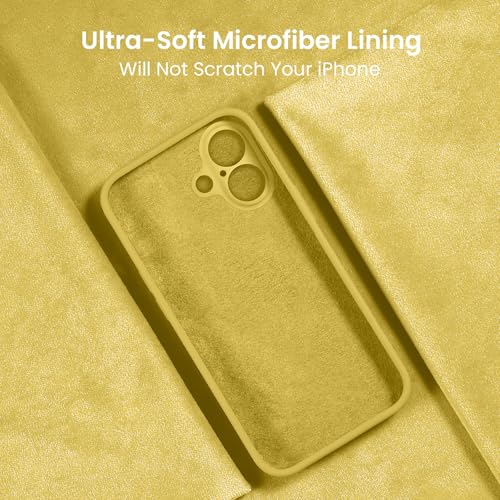 Image of FireNova Designed for iPhone 16 Case, Silicone Upgraded [Camera Protection] Phone Case, Soft Anti-Scratch Microfiber Lining Inside, 6.1 inch, Yellow