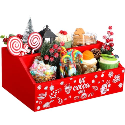 Soaoo Christmas Hot Cocoa Bar Coffee Station Organizer Wood Decorative