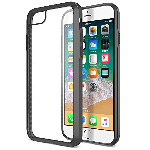 iPhone 8 Plus 7 Plus Case, Trianium [Clarium Series] Protective Cover for Apple iPhone 7 Plus / 8 Plus Case [Shock Absorption] Premium TPU Bumper Cushion + Hybrid Rigid Clear Back (Clear Jet Black)