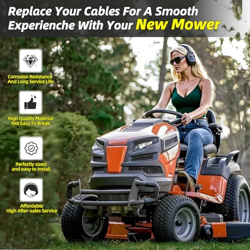 Image of 175067 Deck Clutch Cable for Craftsman LT1000 LT2000 42'' Riding Lawn Mower Tractor Husqvarna Poulan Ariens Sears DLT3000 Lawnmower Parts Replaces 169676 532169676 532175067 21547197 21547184