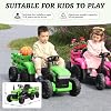 TOBBI Kids Electric Ride On Toy Tractor, Toddlers 12V Battery-Powered Car to Drive, 35W Dual Motor 6-Wheels Trailer Vehicle with 3-Speeds/LED & Horn Functions for Chirdren Aged 3-8-Pink