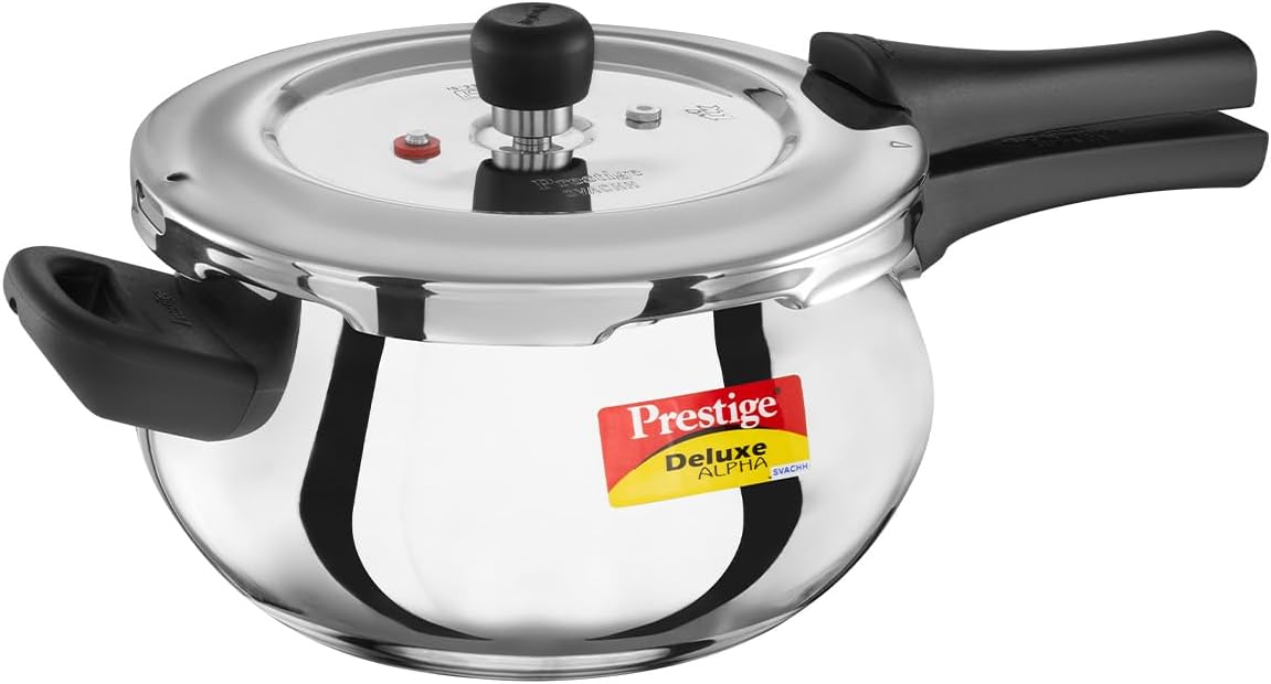 Prestige Svachh, 20268, 4 L, Alpha Junior Handi, With Deep Lid For Spillage Control, Stainless Steel, Silver, Outer Lid