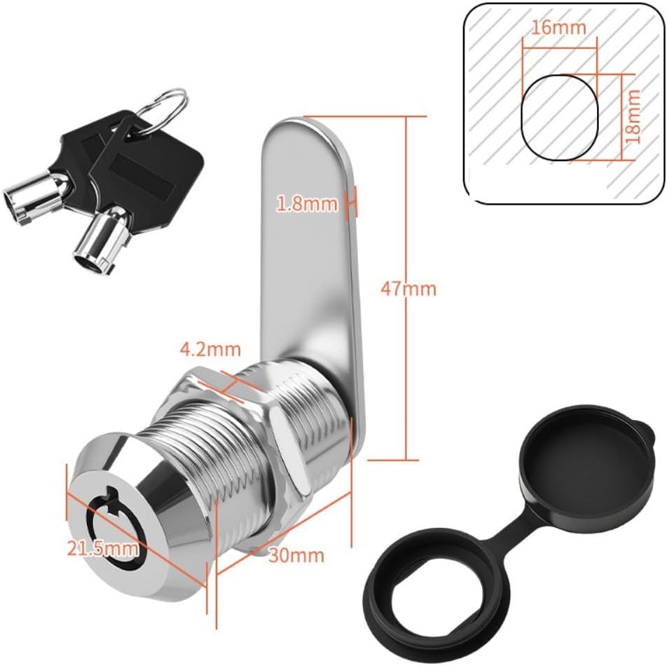 Disc Tumbler Cam Lock With Keyed Different Security For Cabinet, Locker, Safe, And Fridge Applications Built From Zinc Alloy Featuring Reversible Stop Cam And Installation Kit(20mm)