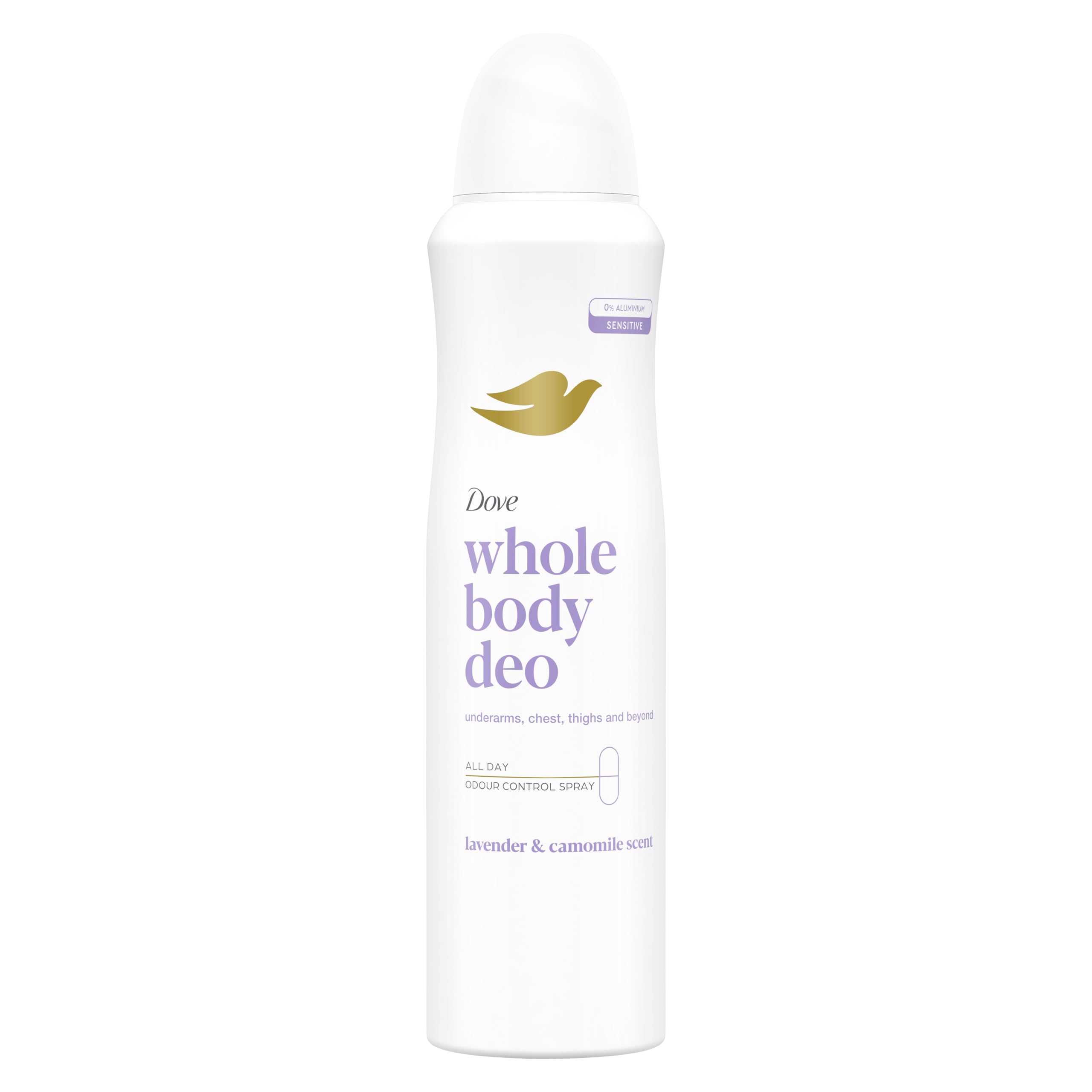 Dove Lavender & Camomile Whole Body Deodorant Spray 0% aluminium deodorant for all-day odour control 150 ml