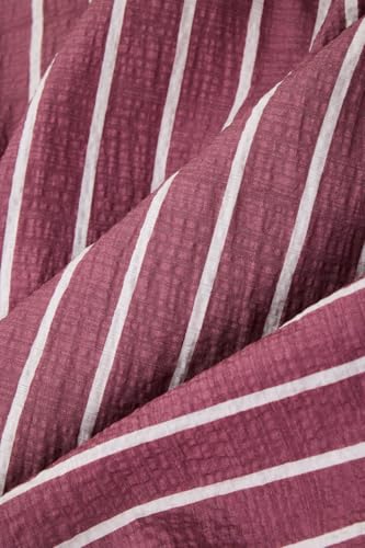 Image of SNITCH Men Casual Plus Size Shirt | Regular Fit Full Sleeve Mandarin Collar Striped Design | Premium Cotton Linen Blend & Breathable Fabric for Office & Everyday Wear