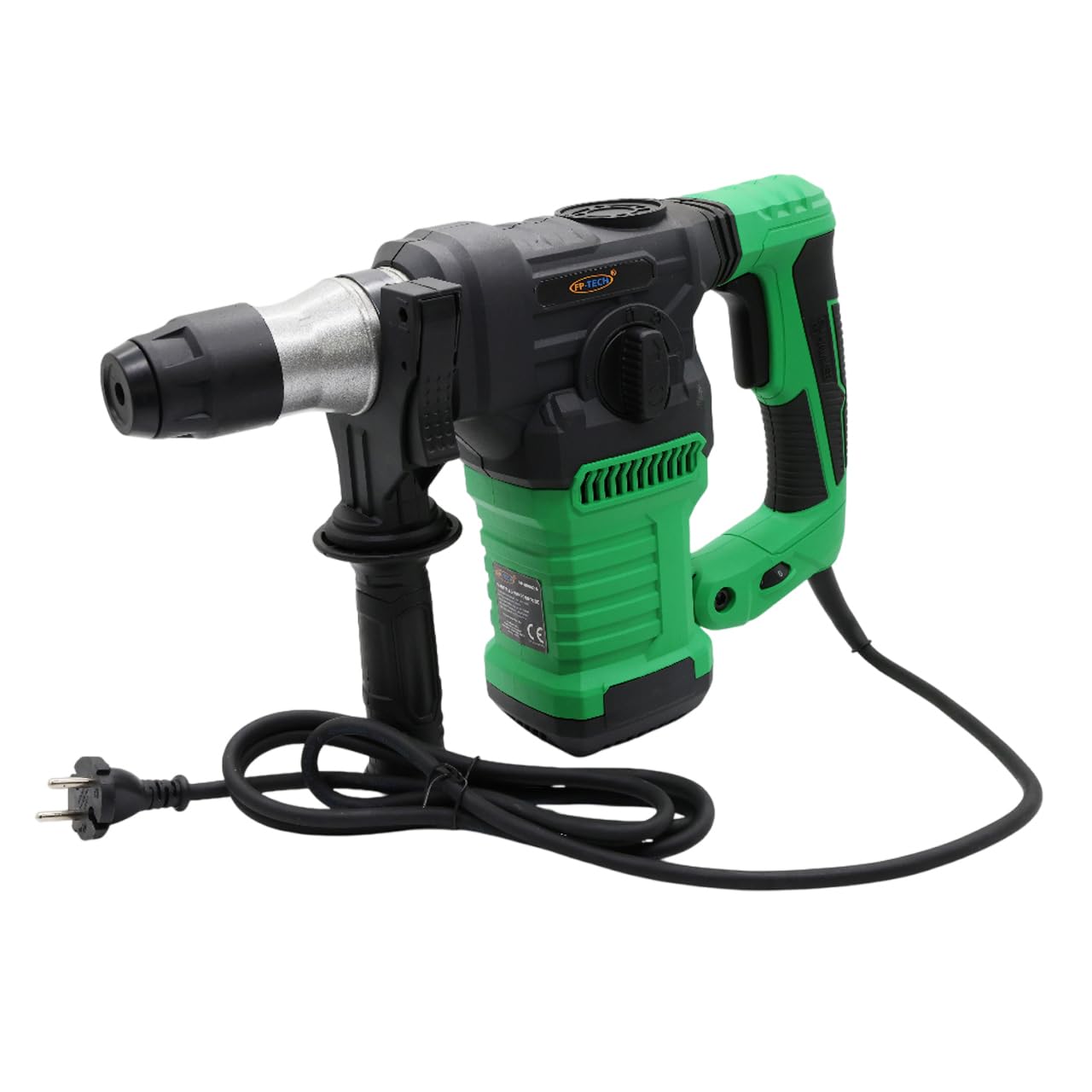 FP-TECH Martello Perforatore Demolitore 1500W 6J SDS Plus | 4 Funzioni, 6 Velocità Variabili, Anti-Vibrazione, Frizione di Sicurezza, Foratura e Scalpello con Valigetta