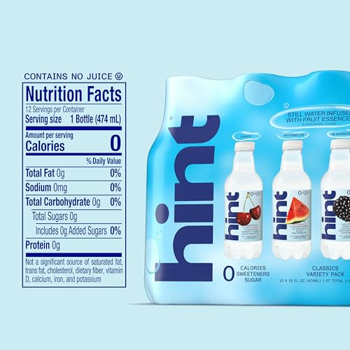 Image of Hint Infused Bottled, Best Sellers Variety Pack - Sugar Free Flavored with Zero Calories, Natural Essences, and No Artificial Sweeteners - 16 Fl Oz (Pack of 12)