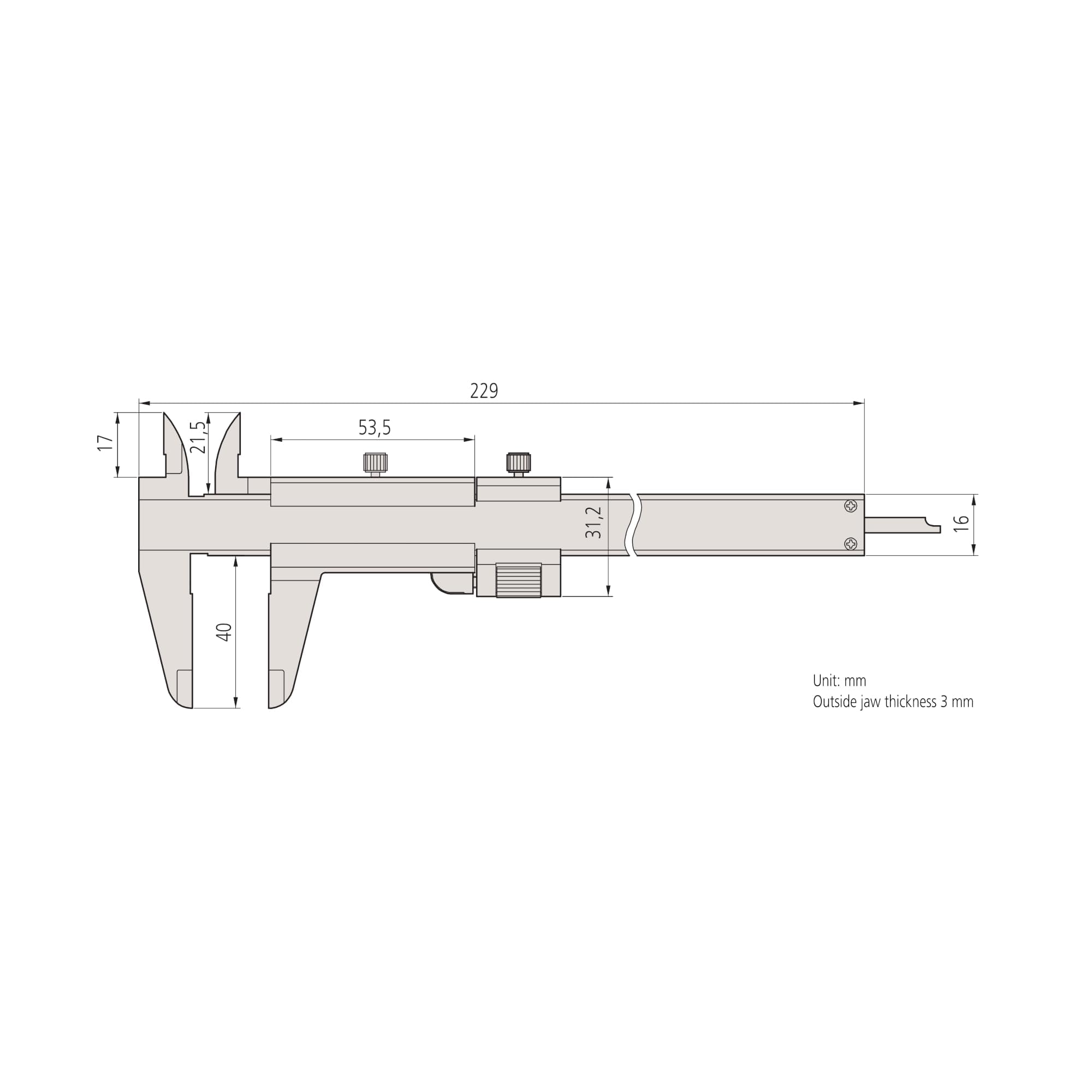 'Mitutoyo mt532–120 Coulisse Pied à 7 en/180 mm 532–120