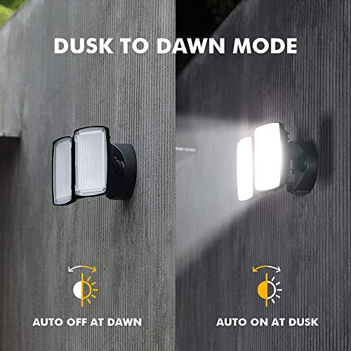 Lutec Led 3500 Lumen 32W 5000K Integrated Dual-Head Floodlight Outdoor Dusk To Dawn Waterproof Exterior Security Wall Light For Patio Garden Yard #TOP1