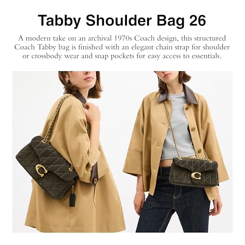 Coach Quilted Suede Tabby Shoulder Bag 26 with Chain, B4/Olive2