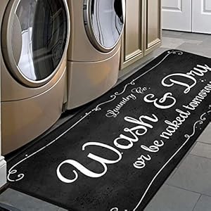 Laundry Room Long Mat Area Rug Non-Slip Floor Mat Waterproof Farmhouse Carpet for Kitchen 40″ x 20″(Black-2)