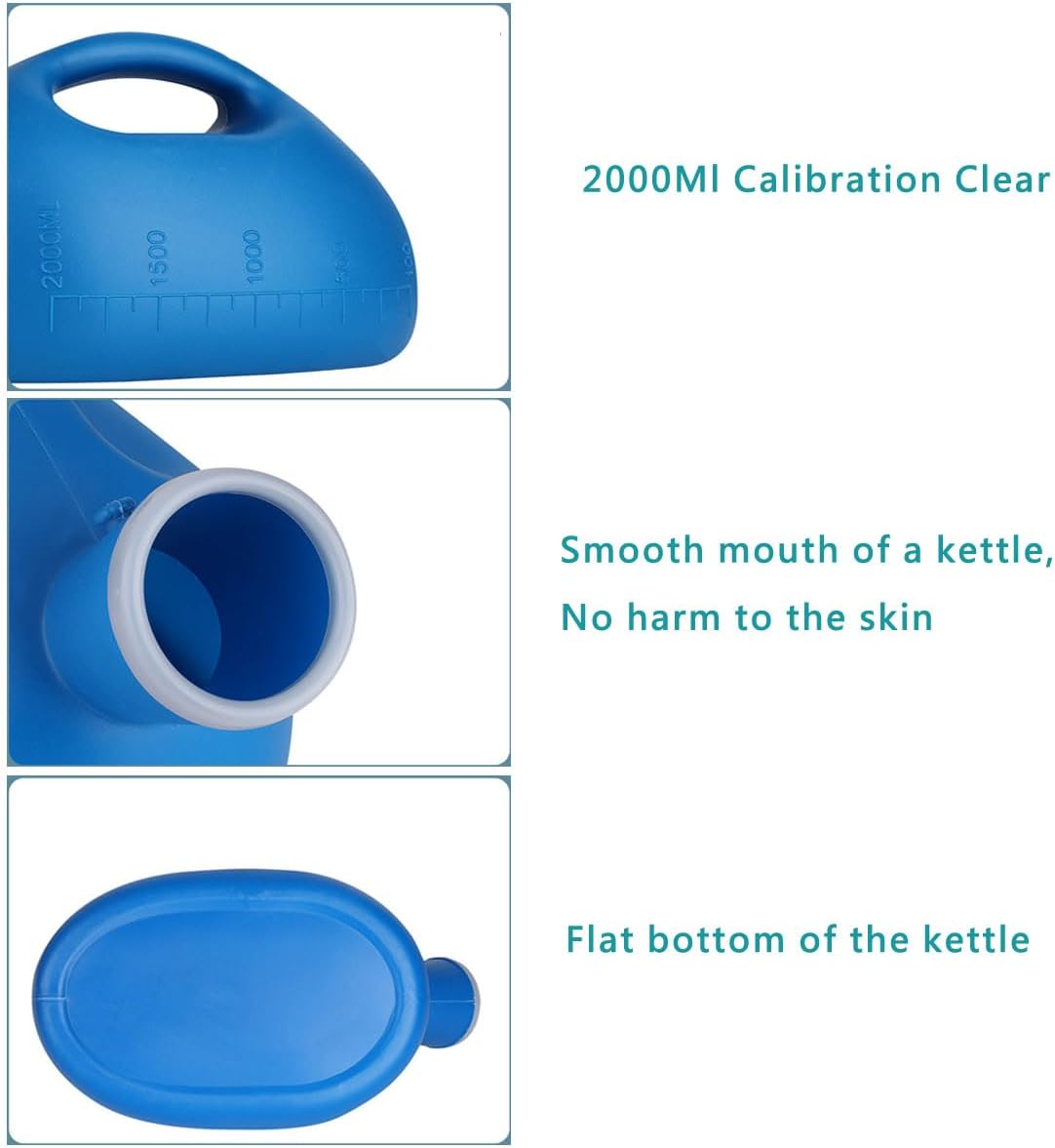 Male Urinal Bottle 68 OZ Portable Urinals for Men 59" Long Hose with Lid (Blue) - Image 7