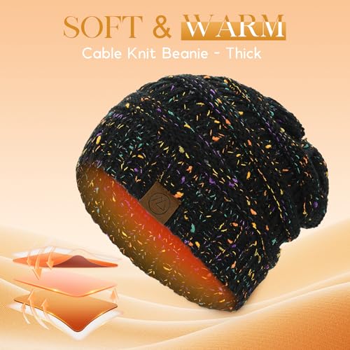 Image of Durio Winter Hats for Women Cable Knit Beanie Soft Womens Beanies Thick Winter Hat