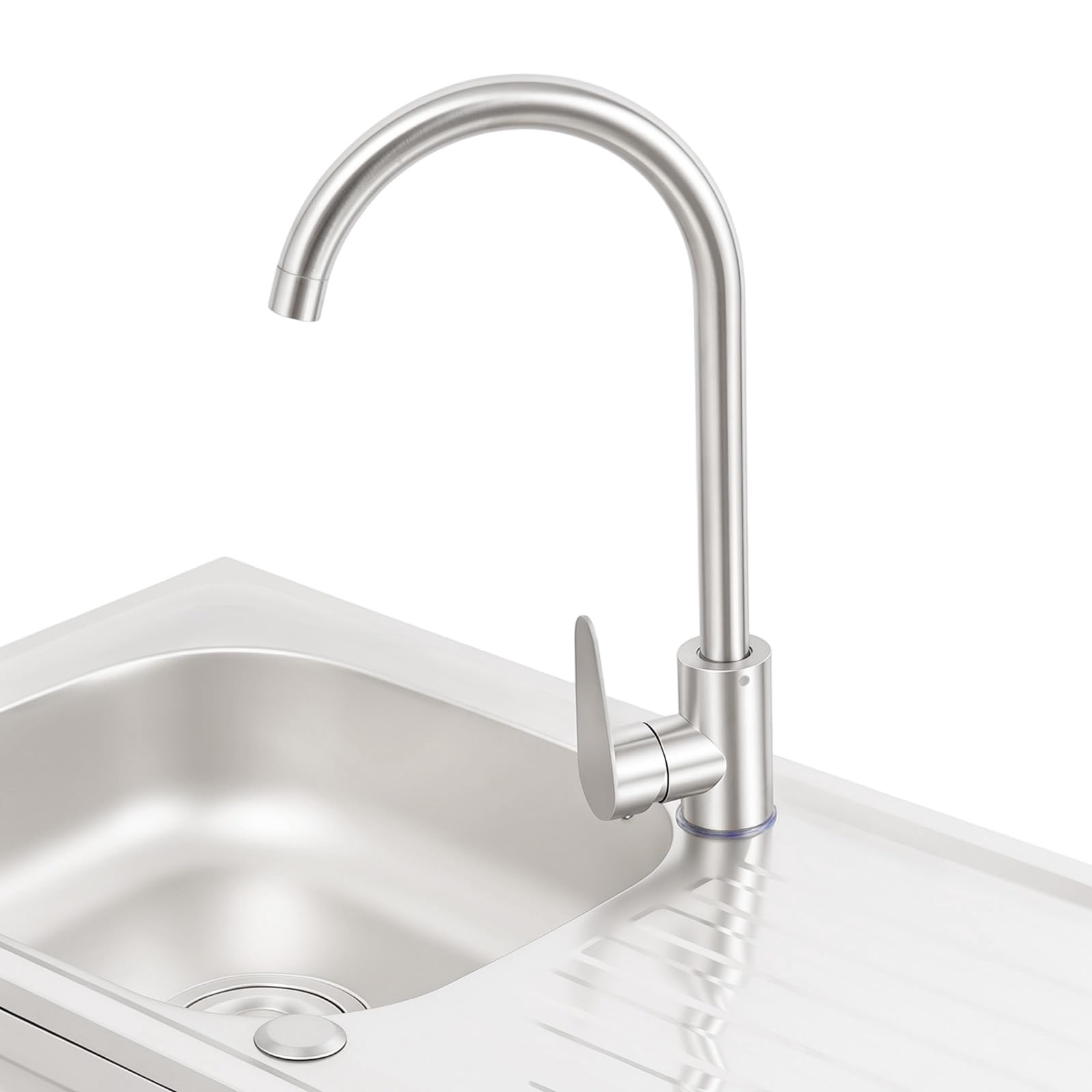 Inox cocina fregadero lavadero garaje, fregadero independiente 1 bandeja con grifo giratorio 360°, agua caliente fría, sifón anti olor, demasiado lleno, carga 40 kg, instalación completa 75 x 40 x 75
