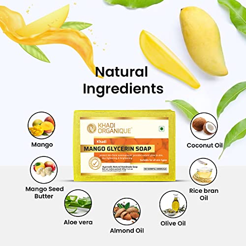 Image of Khadi Organique Handmade Mango Glycerine Soap Pack Of 3