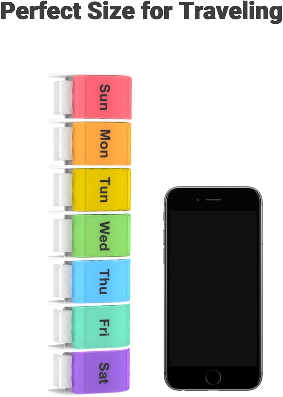 Flаѕh Dеаlѕ - 70% оƒƒ Weekly Pill Organizer 1 Time a Day - 7 Day Pill Box, Pill Holder with Easy Open Button, Daily Pill Cases Organizer, BPA Free Pill Container for Vitamin, Fish Oil (Multi-Color, 2-Pack)