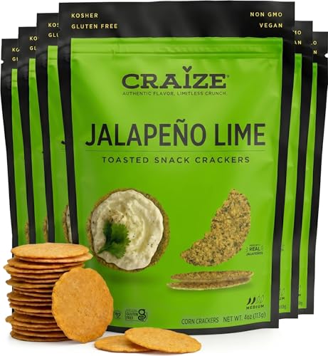 Craize Jalapeño Lime Crisps 4oz (6 Pack) | Toasted Corn Crackers with a Perfectly Mild Kick | Gluten Free, Vegan, Kosher - image 1