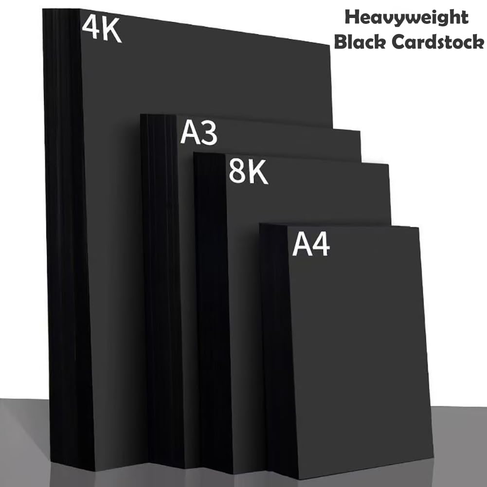 DIY Handgefertigte Origami Black Cardstock - Mehrzweckpapier Zum Druck, Handwerk Und Büro | Hintergrundpapier Für Cover, Karten, Kunstprojekte,A3-300GSM,4 Pack (20 Blätter/Pack)