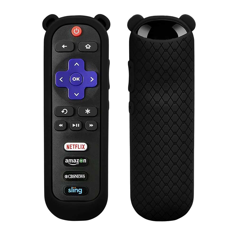 Estuche Protector para TCL TV Cubierta de Silicona Remote Stick 3600R con Orejas Piel de Control Remoto a Prueba de Golpes (Color : Black)