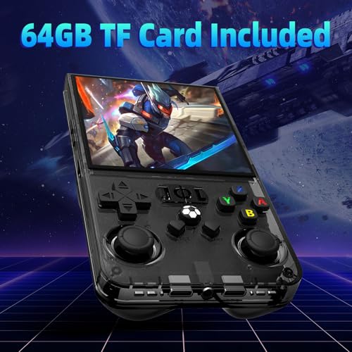 Image of R36MAX Retro Handheld Game Console, 4.0 Inch Retro Gaming Console with 64GB Memory,Portable Video Games Console,Open Source Linux System Hand Held Game Console, 4000mAh Battery(Black)