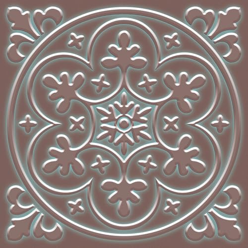 Pegatinas de ladrillo de pared peladas, pegatinas de pared impermeables para cocina/Sala de estar/baño, diseño floral en relieve, 20 x 20 cm, 10 piezas, estilo de decoración del hogar (bronce)