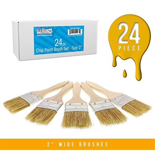 U.s. Art Supply 24 Pack Of 2 Inch Paint And Chip Paint Brushes For Paint, Stains, Varnishes, Glues, And Gesso #TOP3