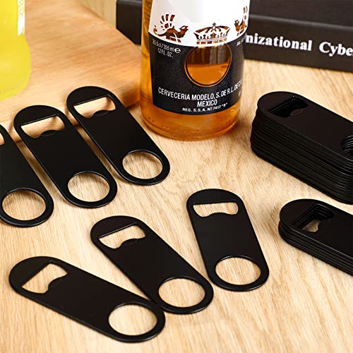 50 Pcs Stainless Steel Flat Bottle Opener Heavy Duty Beer Opener Bartender Bar Key Soda Can Opener 3.4 X 1.3 Inches Small Speed Openers Beer Bottle Opener For Kitchen, Bar Or Restaurant (Black) #TOP3
