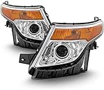 ACANII - For 2011 2012 2013 2014 2015 Ford Explorer [Halogen Type] Headlights Chrome Headlamps Driver + Passenger Side