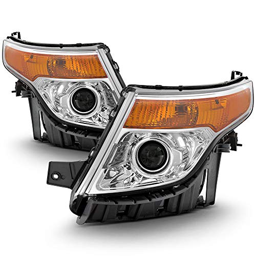 ACANII - For 2011 2012 2013 2014 2015 Ford Explorer [Halogen Type] Headlights Chrome Headlamps Driver + Passenger Side