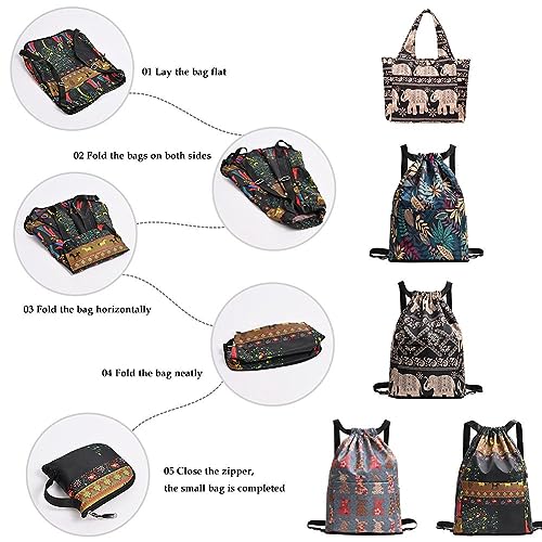 2023 New Drawstring Foldable Large Capacity Dry-wet Separation Travel Sports Backpack, Printing Waterproof Drawstring Bag4