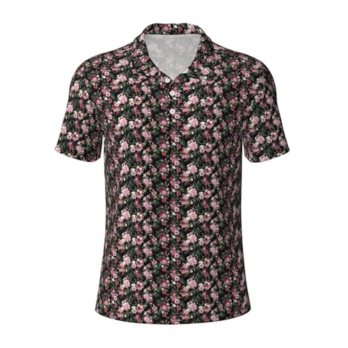 Polo à manches courtes respirant pour homme au motif feuilles de carthame décontracté