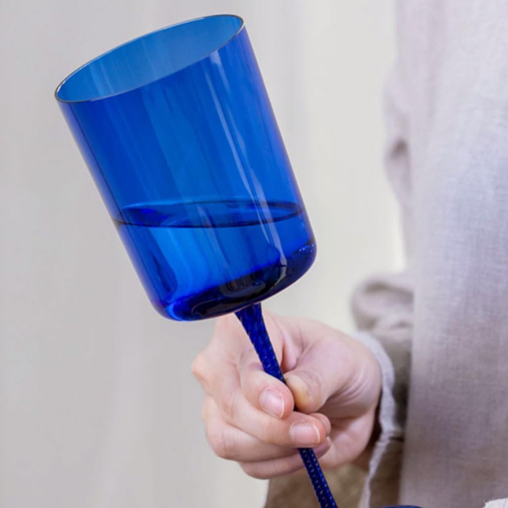 Ideas de copas de vino azules para cócteles, vaso de bar, taza de té de frutas para hogares y bares, copas de vino gruesas y duraderas, taza de cristal Taza Multifuncional