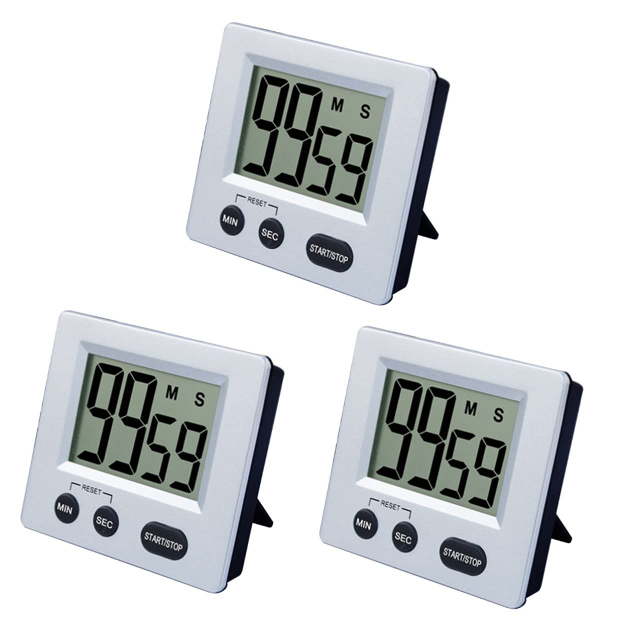 Relojes de Pared 3 uds, Reloj Despertador, Reloj de Cuenta atrás para Cocina, Reloj electrónico de Aprendizaje para Estudiantes, Temporizador de atracción magnética para estudiant
