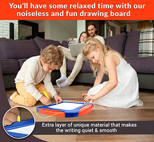 CHUCHIK Toys Magnetic Drawing Board Set for Kids and Toddlers. Large 15.7 Inch Magna Doodle Writing Pad Comes with a 4-Color Travel Size Sketch Doodle Board. (Red-Blue-Yellow)