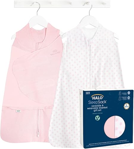 HALO Saco de dormir con manta de arropar para 3 a 6 meses y manta de poner de 6 a 12 meses 100 de algodón orgánico juego de regalo de 2 piezas con HALO Saco de dormir con manta de arropar para 3 a 6 meses y manta de poner de 6 a 12 meses 100 de algodón orgánico juego de regalo de 2 piezas con