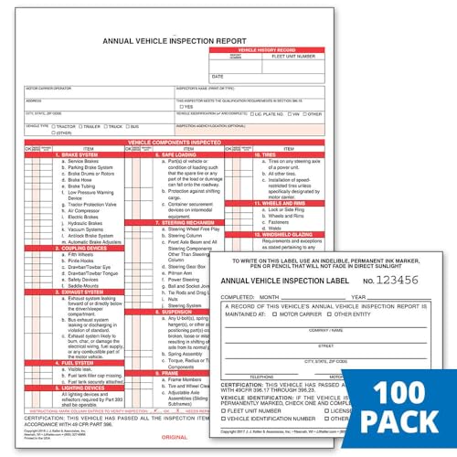 9-MP-100 J.J. Keller Carbon Annual Vehicle Inspection Report with Label - Image 2