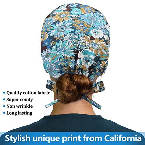 Image of ABAMERICA Working Caps with Button and Sweatband, Adjustable Working Hats for Women Men, One Size(Tie Back or Toggle)