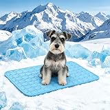 Trawsnew Kühlmatte für Hunde & Katzen | 62x50cm Selbstkühlende Kühldecke mit Kühlendem Effekt für Haustiere im Sommer | Kühlmatte Hund & Katze für Drinnen und Draußen | Blau | M