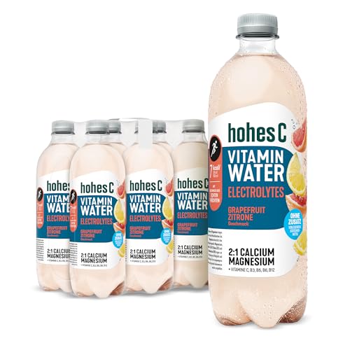 hohes C Vitamin Water Electrolytes Grapefruit-Zitrone Geschmack mit Calcium Magnesium Vitamin C B6 B12 Niacin Biotin Pantothensäure vegan EINWEG (6 x 0 75L)