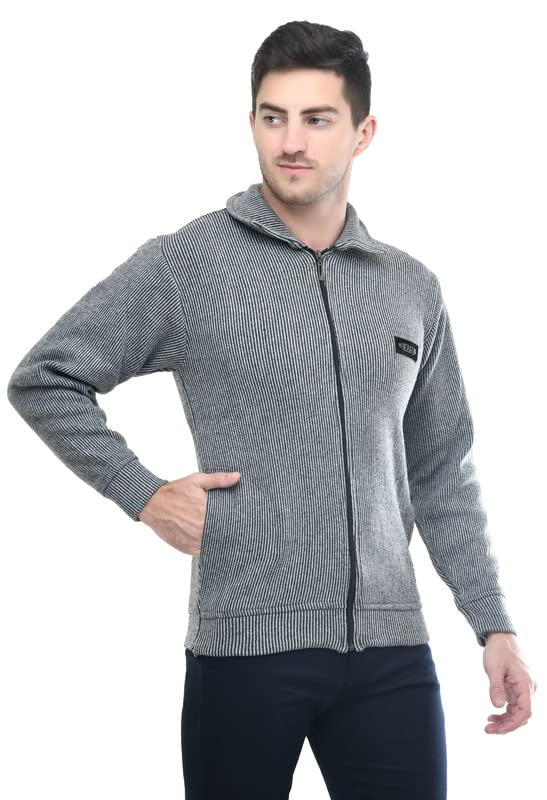 Image of MANRA MANRA Men Zipper Thick Fabric Woolen Winterwear Full Sleeve Collar with Side Pockets Jacket /Sweater