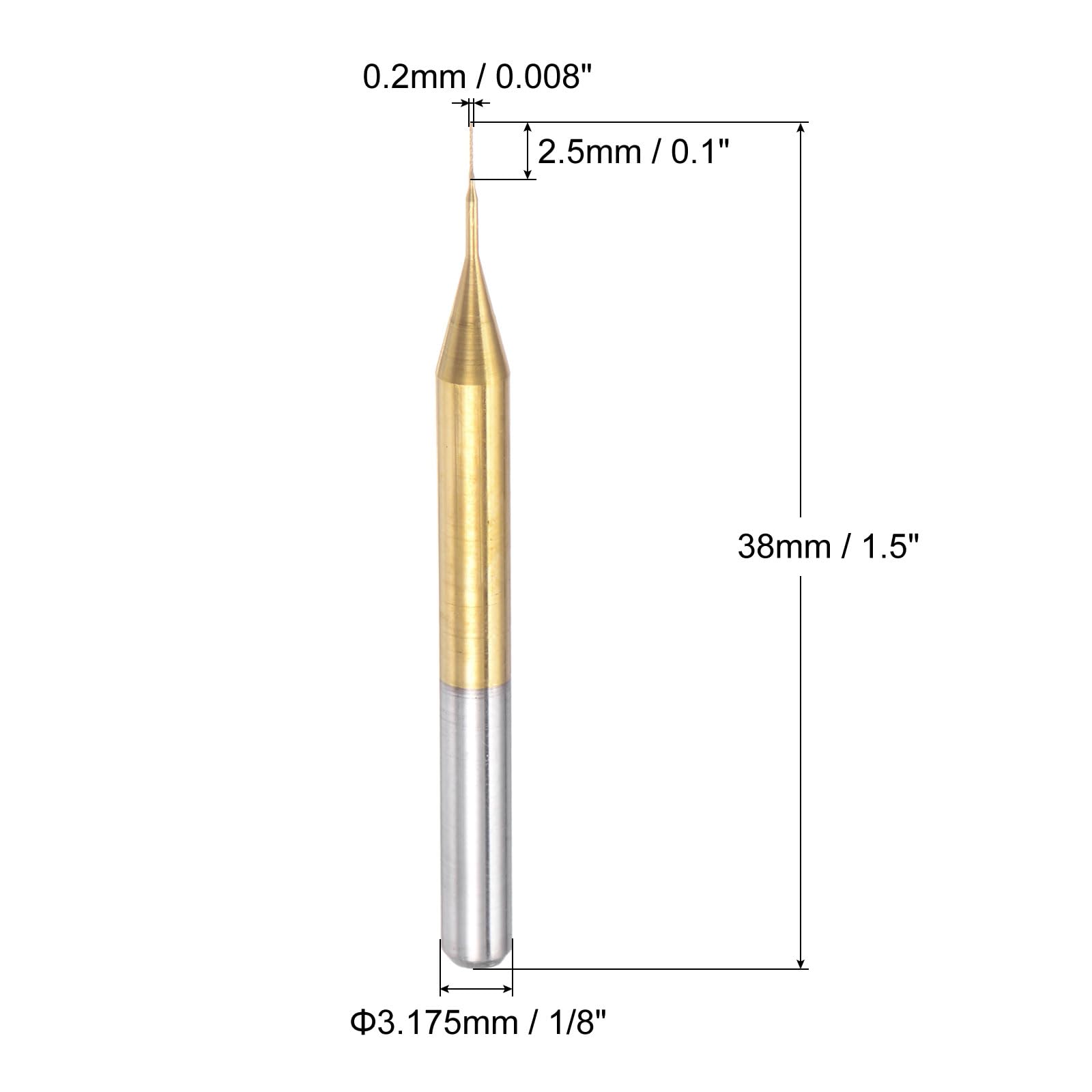 QUARKZMAN 10 Stück Hartmetallfräser 0.2mm Schaft 6-Flöten CNC Fräser Gold