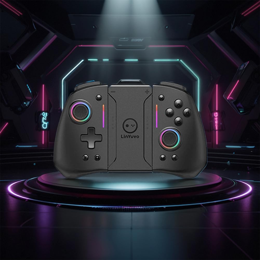 KS42 Controlador de juegos inalámbrico de doble color - Tiempo de reproducción de 6,5 H, Gamepads giroscópicos de 6 ejes, para Switch/OLED/Lite, Auto -Up