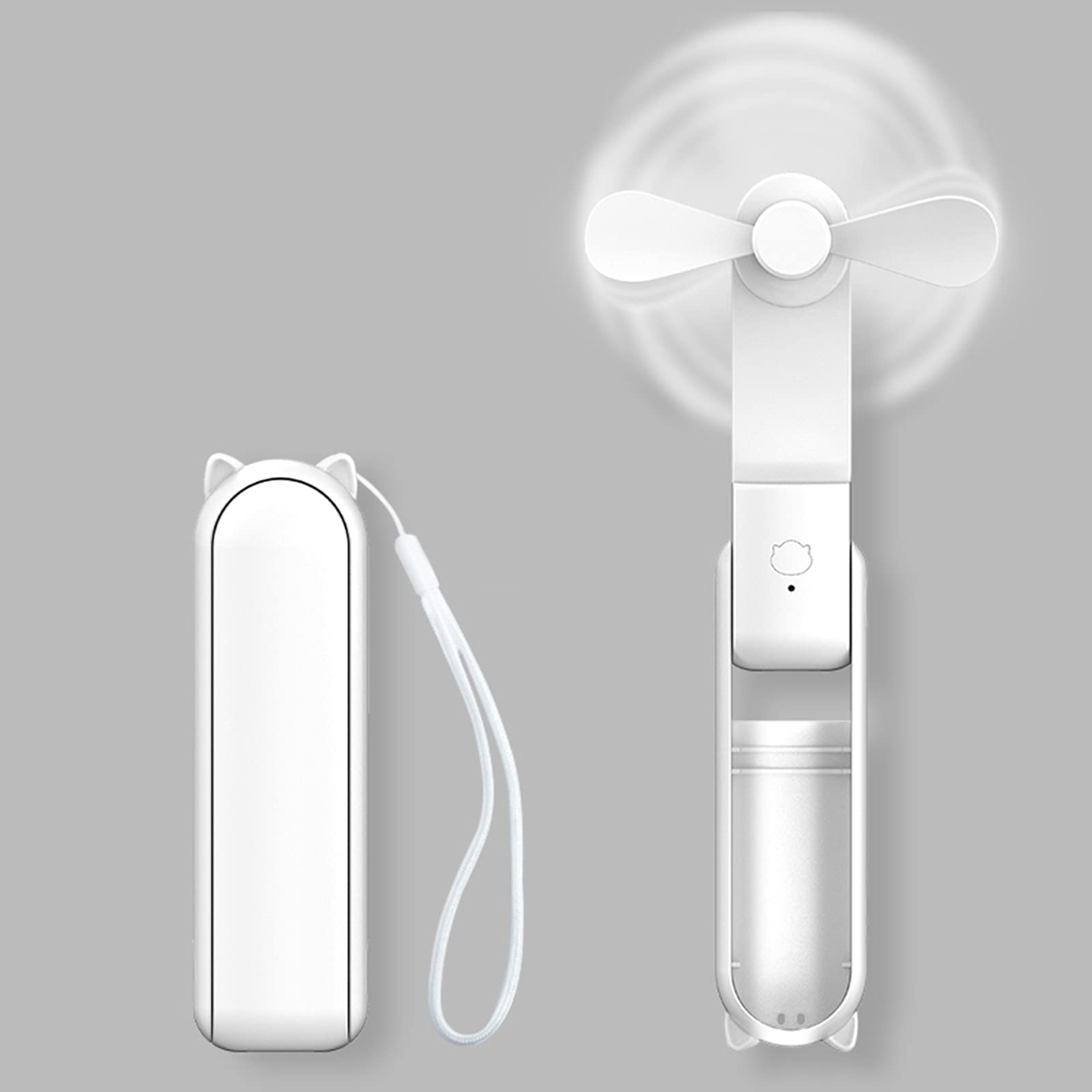 Portable Handheld Fan, 2 IN 1 Hand Fan Mini Travel Fan Battery Operated, Pocket Personal Fan With 3 Speeds, Foldable USB Rechargeable Cooling Small Desk Fans for Home Office Indoor Outdoor (White)