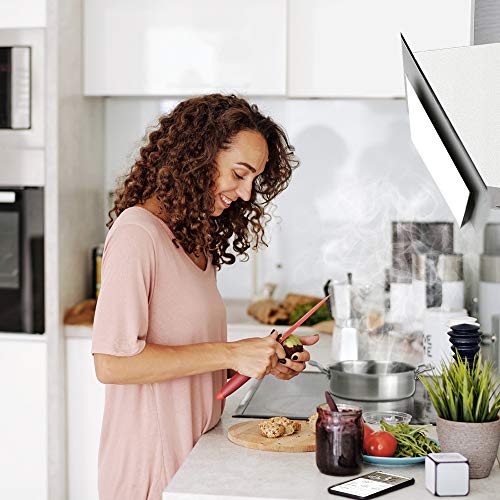 Afzuigkap 60 cm | Muur Afzuigkap met stahoogte | roestvrij staal | wit glas | Drukknopbediening | BASE604WED - Image 4