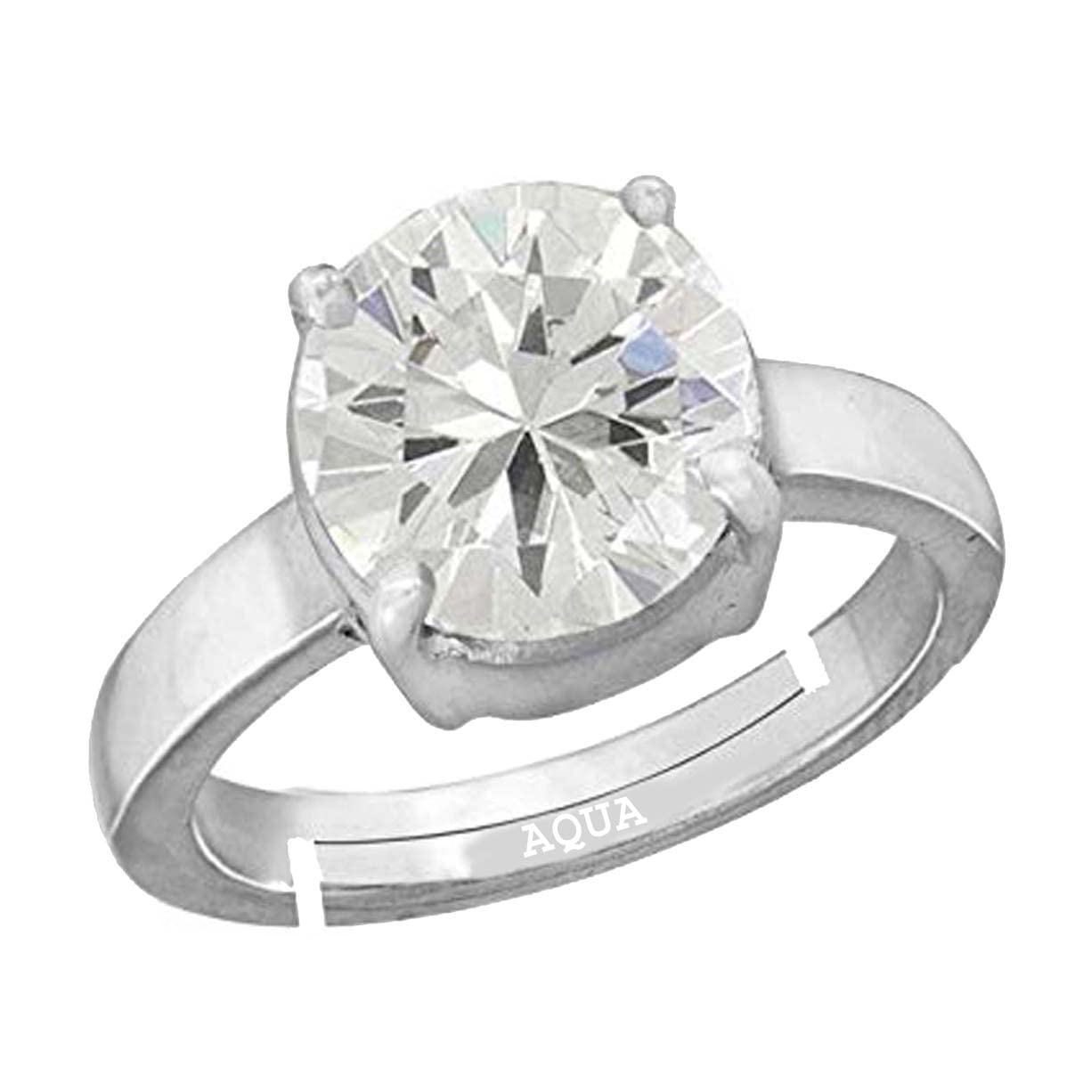American Diamond/Zircon 3.25 Ratti to 10.25 Ratti or 3 Carat to 9.5 Carat Astrological Natural Gemstone bis Hallmark 925 Sterling Silver Adjustable Ring for Men & Women - 3v