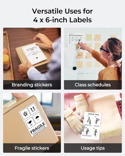 Image of MUNBYN Direct Thermal Labels, 4 inch x 6 inch, 6000 Labels /12 Stacks (500 Per Stack), Fanfold Shipping Labels for Thermal Printers, Permanent Adhesive Shipping Labels for Shipping Packages