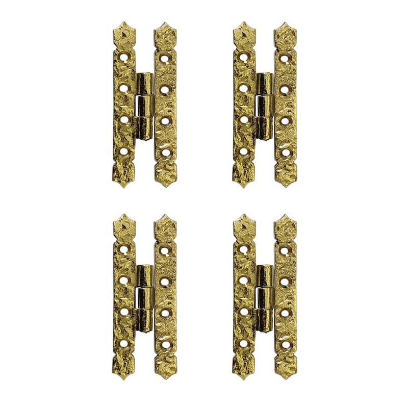 Adonai Hardware Allon Brass H Cabinet Hinges (4" x 4 Pack, Satin Brass) for Vintage Barn Doors, Cupboards, Kitchen Wardrobes, Wooden Jewelry Box, Sheds, Furniture, Chest and Trunks