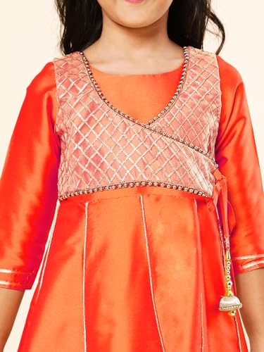 Image of A.T.U.N. (ALL THINGS UBER NICE) Girls Woven Design Gota Jacket Maxi Anarkali Gown